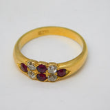 Victorian 18ct Yellow Gold, Ruby & Diamond Dress Ring Antique c1860s