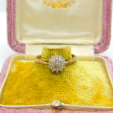 9ct Yellow Gold Diamond Daisy Floral Cluster Ring Vintage c1990 Sheffield