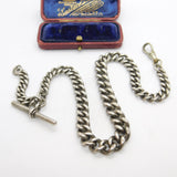 Victorian Sterling Silver Graduating Albert Watch Chain 1898 Birmingham Antique