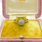 9ct Yellow Gold Diamond Daisy Floral Cluster Ring Vintage c1990 Sheffield