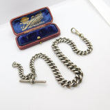 Victorian Sterling Silver Graduating Albert Watch Chain 1898 Birmingham Antique
