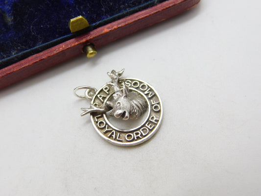 Sterling Silver 'Loyal Order of the Moose' Charm Pendant Vintage c1970