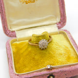9ct Yellow Gold Diamond Daisy Floral Cluster Ring Vintage c1990 Sheffield