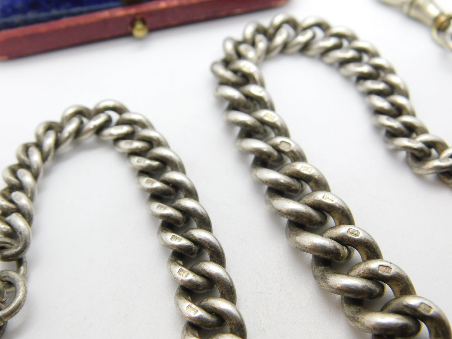 Victorian Sterling Silver Graduating Albert Watch Chain 1898 Birmingham Antique