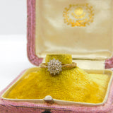 9ct Yellow Gold Diamond Daisy Floral Cluster Ring Vintage c1990 Sheffield