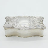 Edwardian Sterling Silver Floral Pattern Jewellery Box Antique 1902 Chester