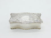 Edwardian Sterling Silver Floral Pattern Jewellery Box Antique 1902 Chester