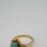 Victorian 9ct Yellow Gold Pave Set Turquoise Dress Ring Antique c1890