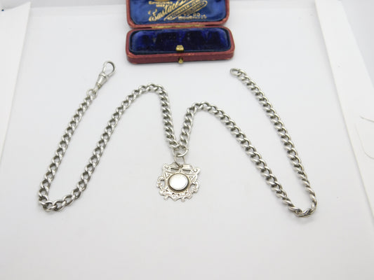 Victorian Sterling Silver Albert Watch Chain or Necklace 1900 Birmingham Antique