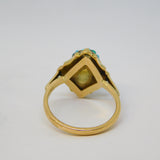 Victorian 9ct Yellow Gold Pave Set Turquoise Dress Ring Antique c1890