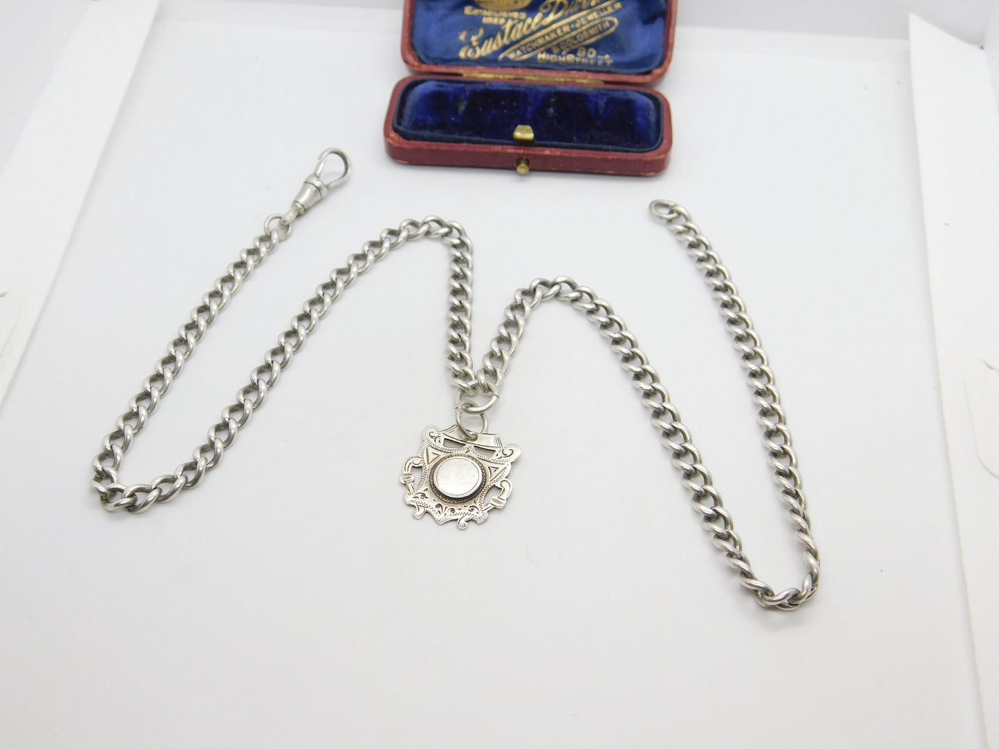 Victorian Sterling Silver Albert Watch Chain or Necklace 1900 Birmingham Antique