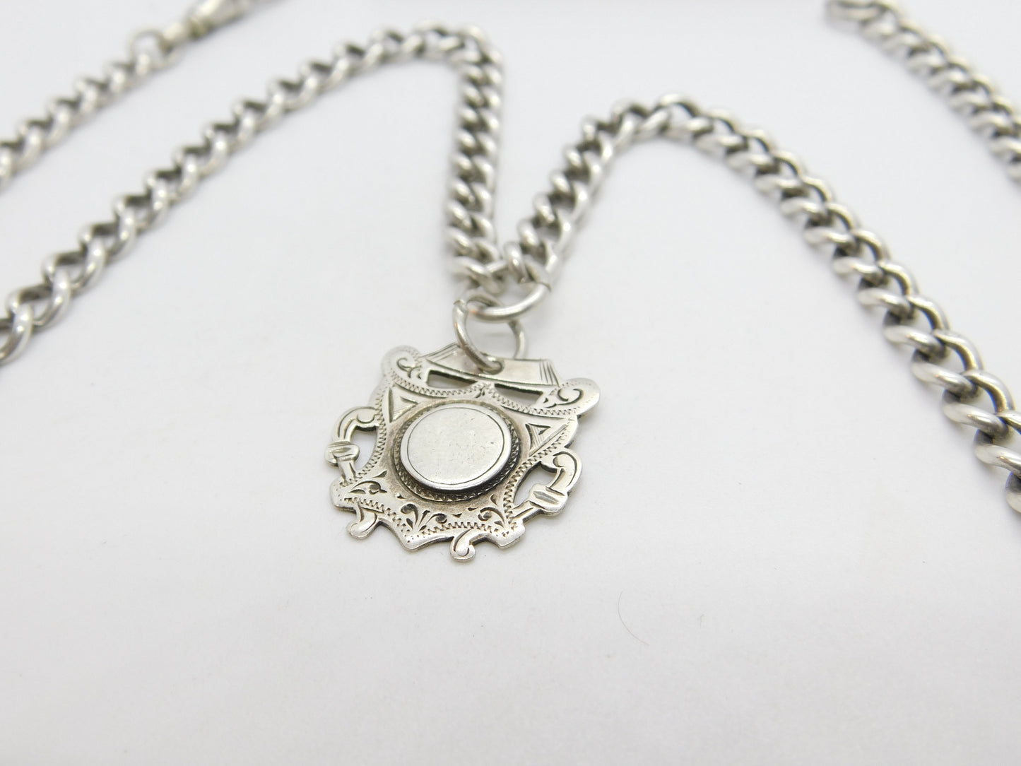 Victorian Sterling Silver Albert Watch Chain or Necklace 1900 Birmingham Antique