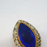 George III 9ct Rose Gold, Silver, Blue Enamel & Paste Mourning Pendant Antique c1820