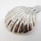 Victorian Sterling Silver Scallop Shell Tea Caddy Spoon Elkington Antique 1871 Birmingham