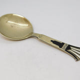 Aksel Holmsen Norwegian Sterling Silver Gilt & Enamel Caddy Spoon Antique c1920