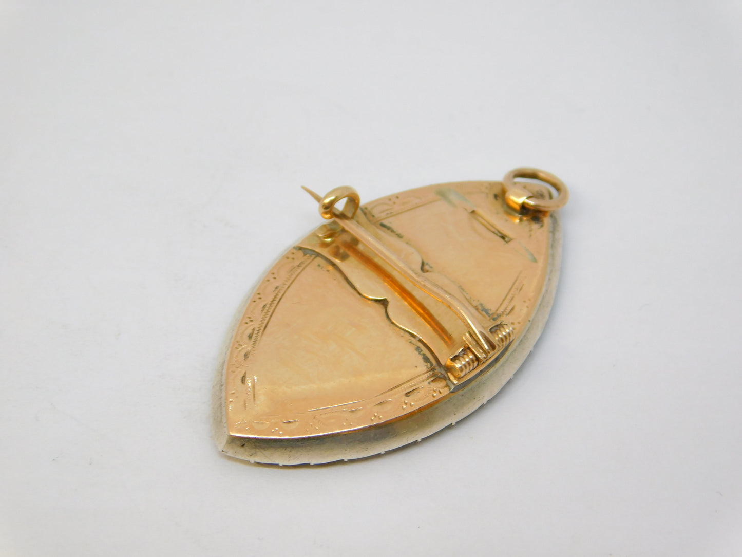 George III 9ct Rose Gold, Silver, Blue Enamel & Paste Mourning Pendant Antique c1820