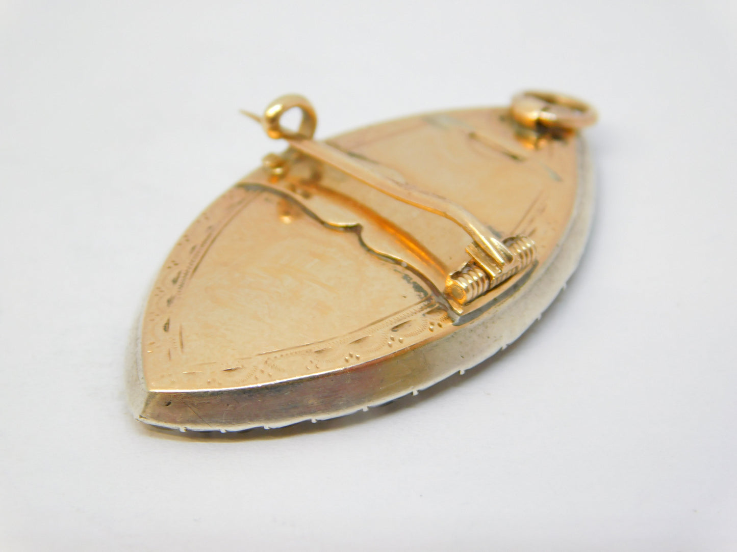 George III 9ct Rose Gold, Silver, Blue Enamel & Paste Mourning Pendant Antique c1820