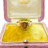 Victorian 9ct Gold Diamond Set Shield Shape Signet Ring c1880 Antique