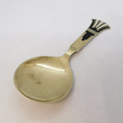Aksel Holmsen Norwegian Sterling Silver Gilt & Enamel Caddy Spoon Antique c1920