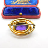 Victorian Pinchbeck Gold & Faceted Amethyst Swirl Brooch Antique c1860