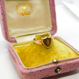 Victorian 9ct Gold Diamond Set Shield Shape Signet Ring c1880 Antique