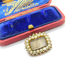 Victorian 9ct Gold, Seed Pearl & Hair Mourning Brooch Antique c1850