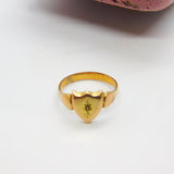 Victorian 9ct Gold Diamond Set Shield Shape Signet Ring c1880 Antique