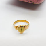 Victorian 9ct Gold Diamond Set Shield Shape Signet Ring c1880 Antique
