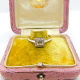 9ct White Gold & Diamond Set Modernist Square Dress Ring c1980 Vintage