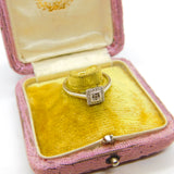 9ct White Gold & Diamond Set Modernist Square Dress Ring c1980 Vintage