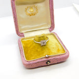 9ct White Gold & Diamond Set Modernist Square Dress Ring c1980 Vintage