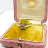 9ct White Gold & Diamond Set Modernist Square Dress Ring c1980 Vintage