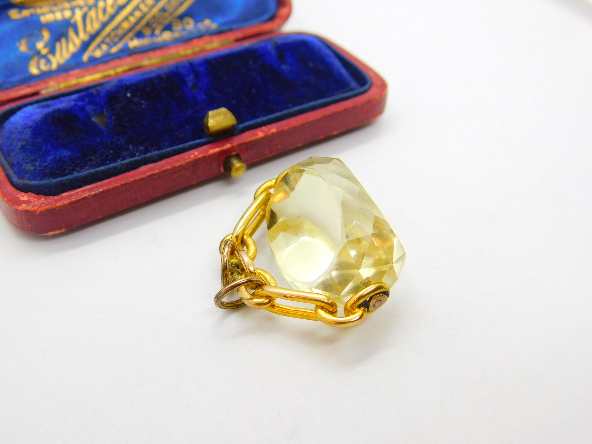 Victorian 15ct Gold Faceted Citrine Spinning Fob Pendant AF