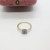 9ct White Gold & Diamond Set Modernist Square Dress Ring c1980 Vintage