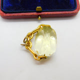 Victorian 15ct Gold & Faceted Citrine Spinning Fob Pendant AF Antique c1900