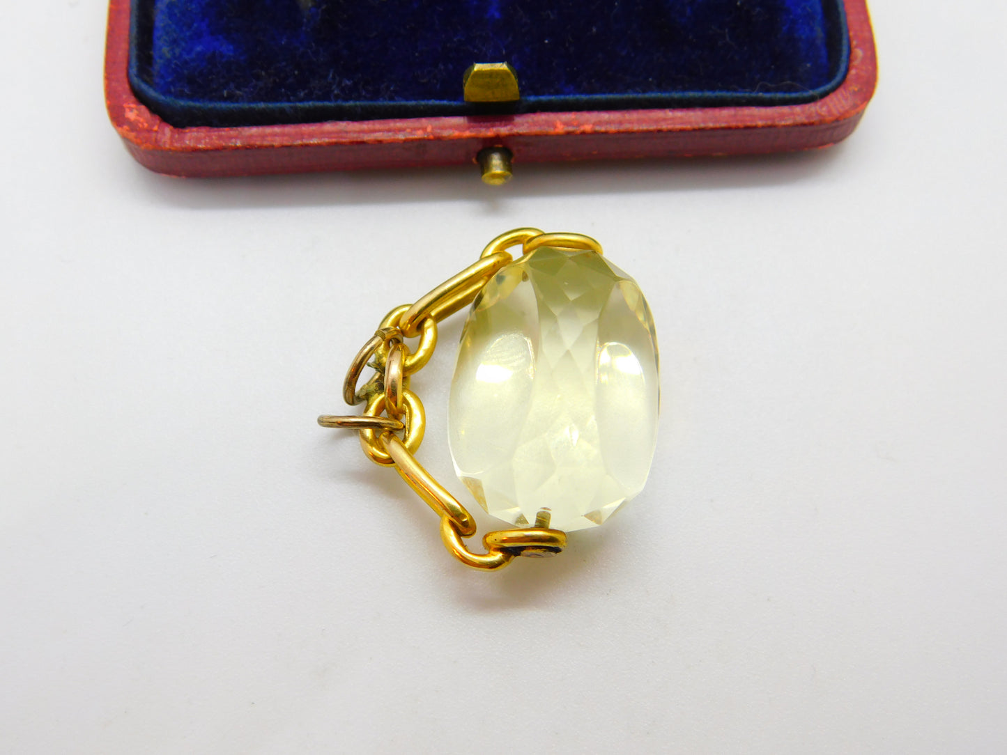 Victorian 15ct Gold & Faceted Citrine Spinning Fob Pendant AF Antique c1900