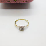 9ct White Gold & Diamond Set Modernist Square Dress Ring c1980 Vintage