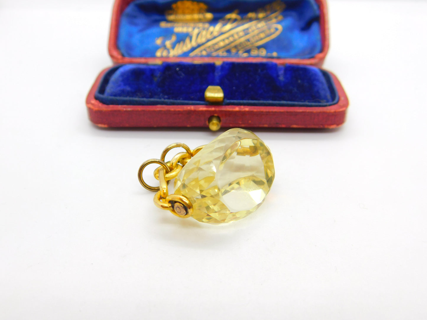 Victorian 15ct Gold & Faceted Citrine Spinning Fob Pendant AF Antique c1900