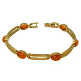 9ct Yellow Gold & Baltic Amber Panel Link Bracelet Vintage 2002 Sheffield