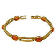 9ct Yellow Gold & Baltic Amber Panel Link Bracelet Vintage 2002 Sheffield