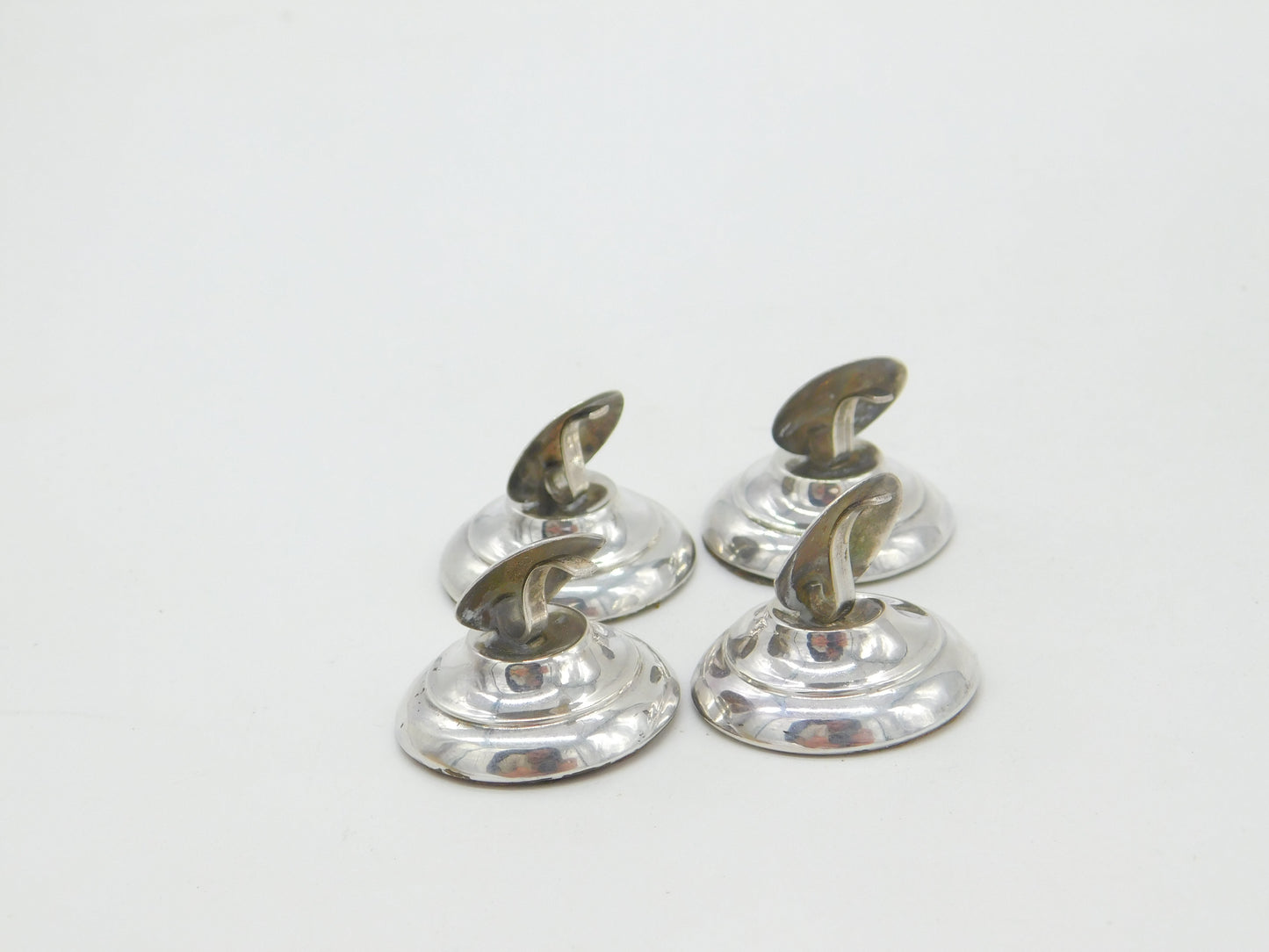 Edwardian Set of 4 Sterling Silver Menu Holders or Place Settings 1909 Antique