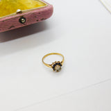 9ct Yellow Gold, Sapphire & Opal Floral Cluster Ring Vintage 1980 Birmingham