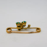 Victorian 15ct Gold, Turquoise & Old Cut Diamond Shamrock Brooch Antique c1880