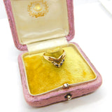 9ct Yellow Gold, Sapphire & Spinel Set Wishbone Band Ring 1988 Birmingham