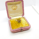 9ct Yellow Gold, Sapphire & Spinel Set Wishbone Band Ring 1988 Birmingham