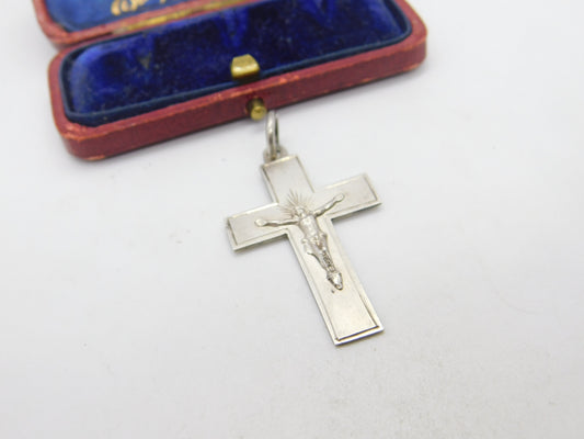 Victorian Sterling Silver Corpus Christi Cross Pendant 1901 Birmingham Antique