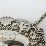 George III Sterling Silver Symbols of UK Port Decanter Label Antique 1819