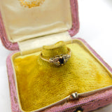 9ct Yellow Gold, Sapphire & Diamond Floral Dress Ring 1977 London Vintage