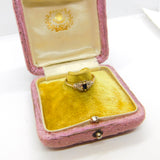 9ct Yellow Gold, Sapphire & Diamond Floral Dress Ring 1977 London Vintage