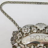 George III Sterling Silver Symbols of UK Port Decanter Label Antique 1819